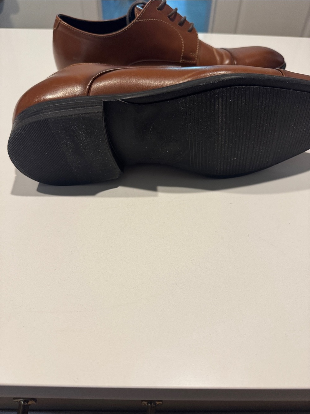 Alfani Brown Leather Derby Shoes - Picture 3 of 6